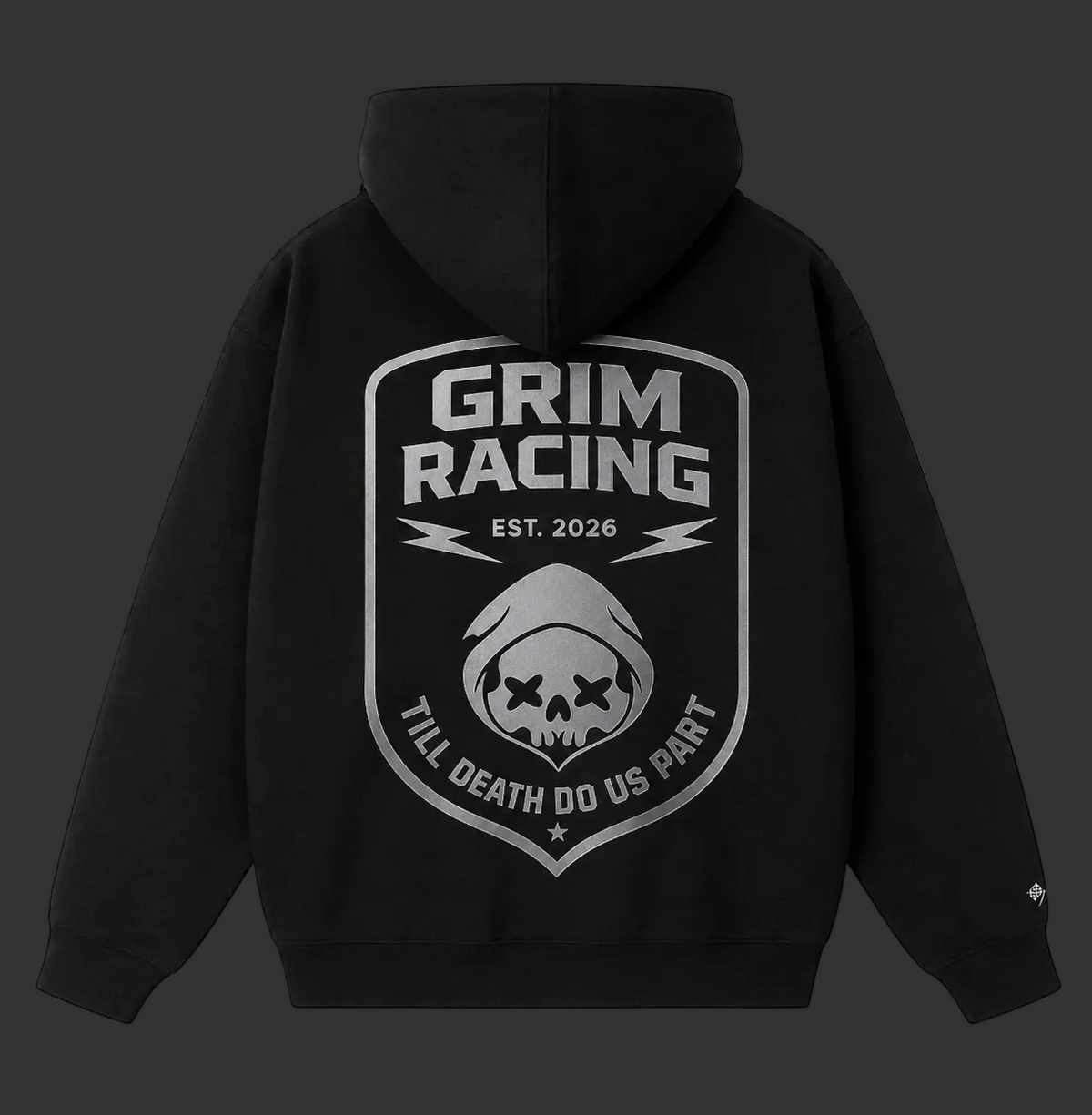 Grim Racing Reflective Hoodie Drop 001 Back View